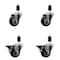 Service Caster 3'' Black Poly Wheel Swivel 1-3/8'' Expanding Stem Caster Set 2 Brakes, 4PK SCC-EX20S314-PPUB-BLK-2-PLB-2-138 - alternate 1